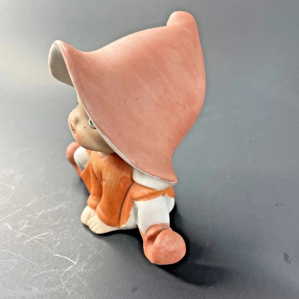 Vintage Homco Figurine 5213‎ Elf Pixie Fairy Girl Orange Ceramic 4